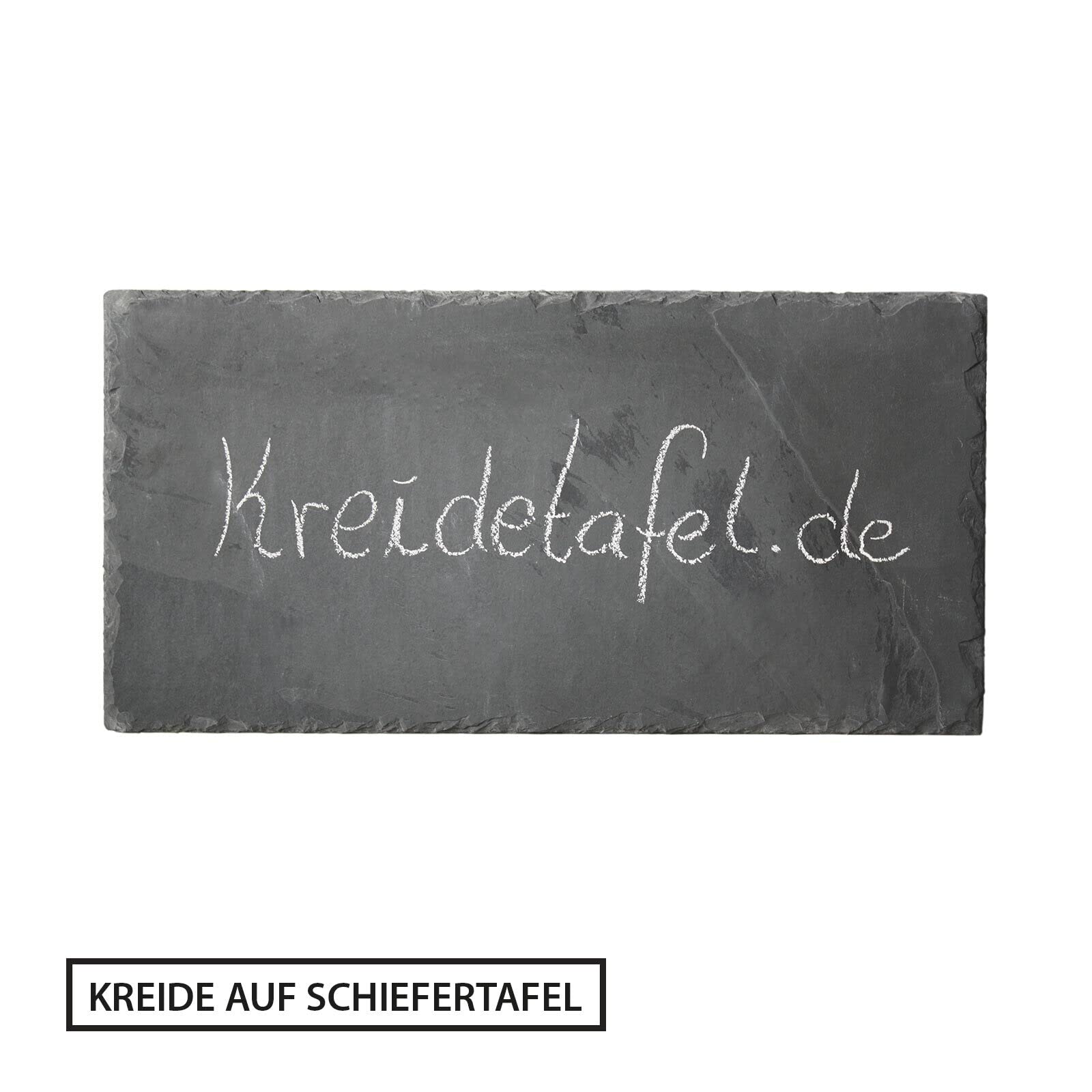 Firstlaser Schiefertafel, Schreibtafel, Servierplatte 80 x 40 cm, Naturschiefer, Grau, Rechteckig, inklusive Bohrungen und Abstandhalter, gebrochene Kante