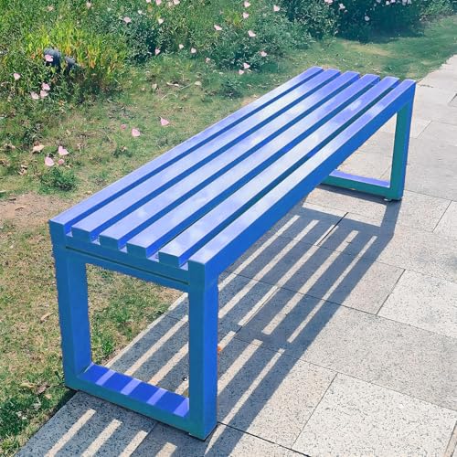 Banc de jardin en fonte résistant aux intempéries structure robuste 150 cm bleu