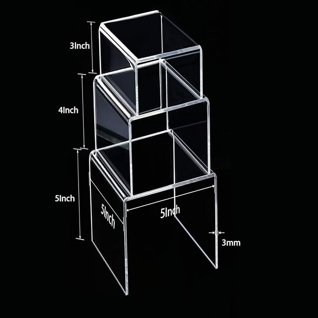 Foto 2 de 7 de AUFIKR Soportes de exhibición de acrílico Transparente, 2 Juegos de 3 estantes de exhibición para Figuras