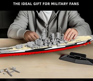 North Carolina Class Battleship Model Building Blocks Set 2662 Clamping Blocks WWII Battleship Model Kit 1:300 MOC Large Military Warship Construction Toy Compatible with Large Brands