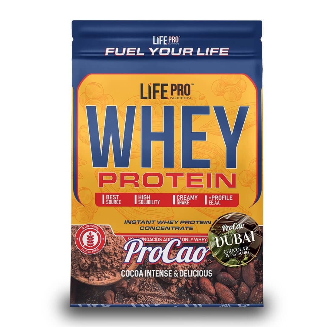 Life Pro Whey ProCao 1kg | Concentrado de Suero de Leche | Sabor a Cacao de la Infancia | Crecimiento y Mantenimiento Muscular | Sin Gluten (Procao Dubai)