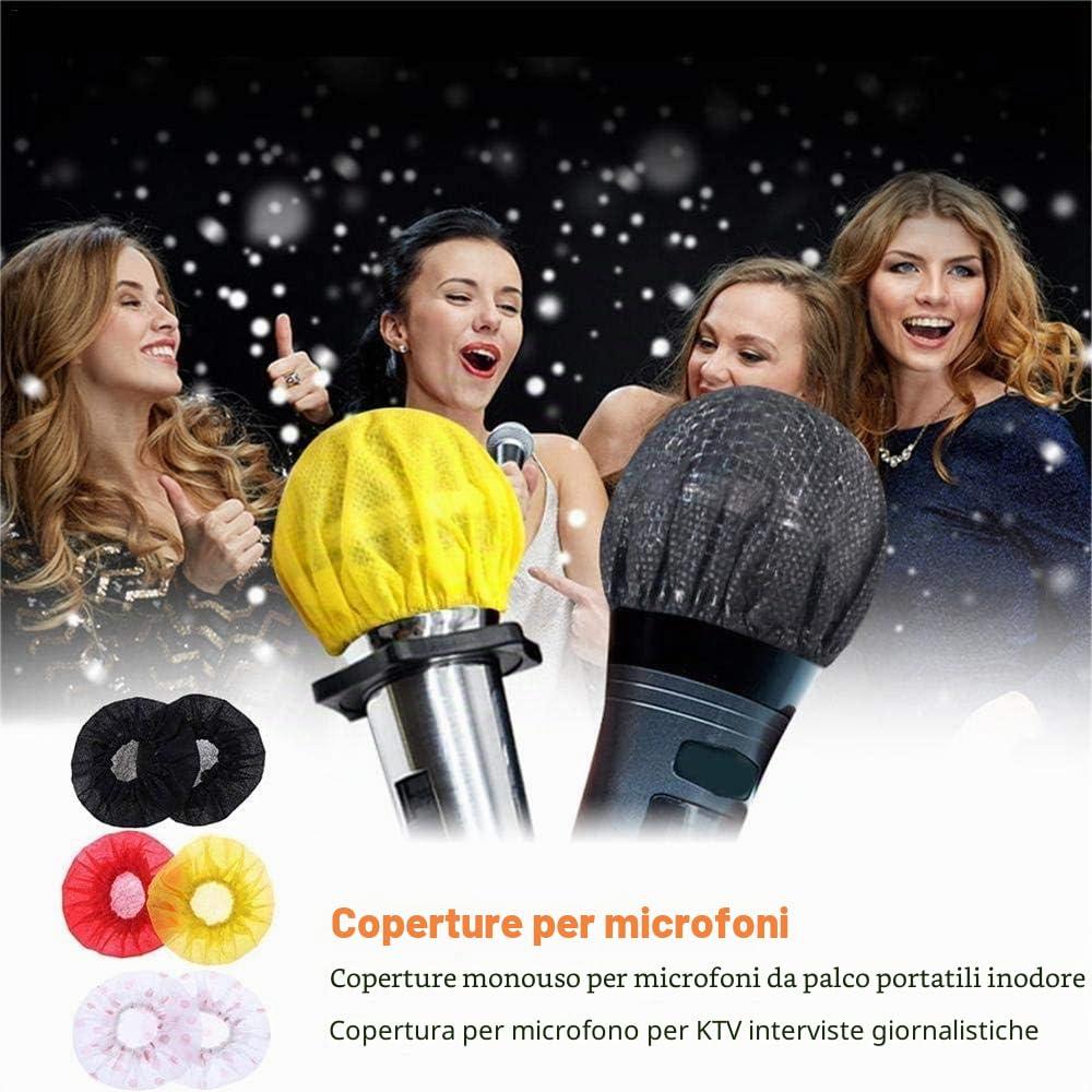 Confezione da 300 pezzi di coperture usa e getta per microfono, rivestimento protettivo in spugna per l'igiene del microfono, rimozione degli odori, per sala di registrazione, Karaoke, radio (Nero)