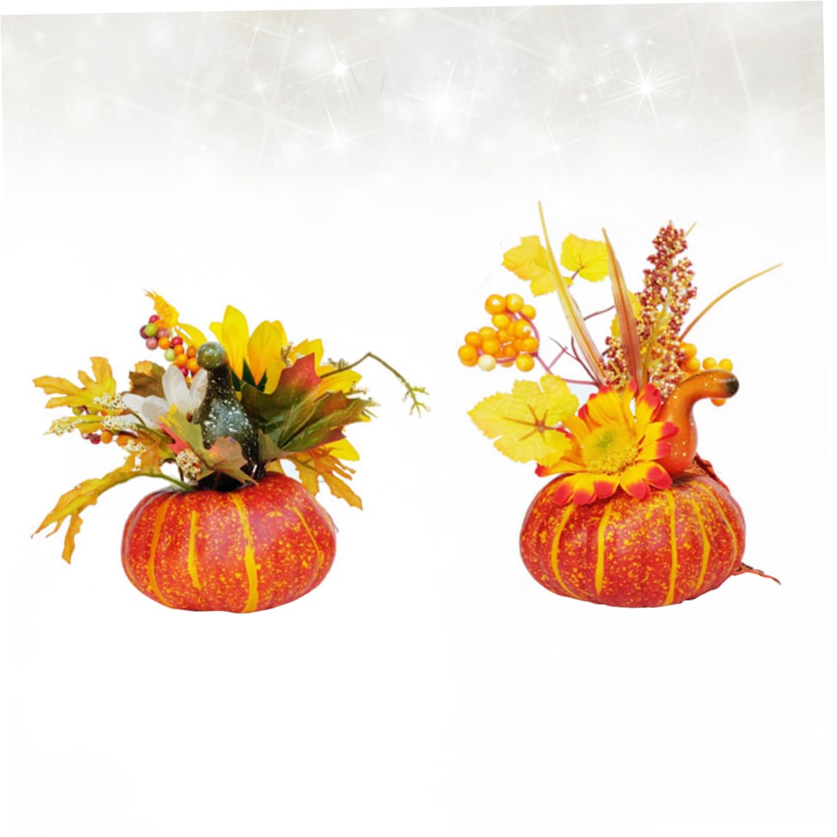 TOPBATHY 3 Set Mini Zucche Decorative Set Foglie Dacero Elegante Autunno Decorazione Della Casa Per Feste 2 Pezzi * 3