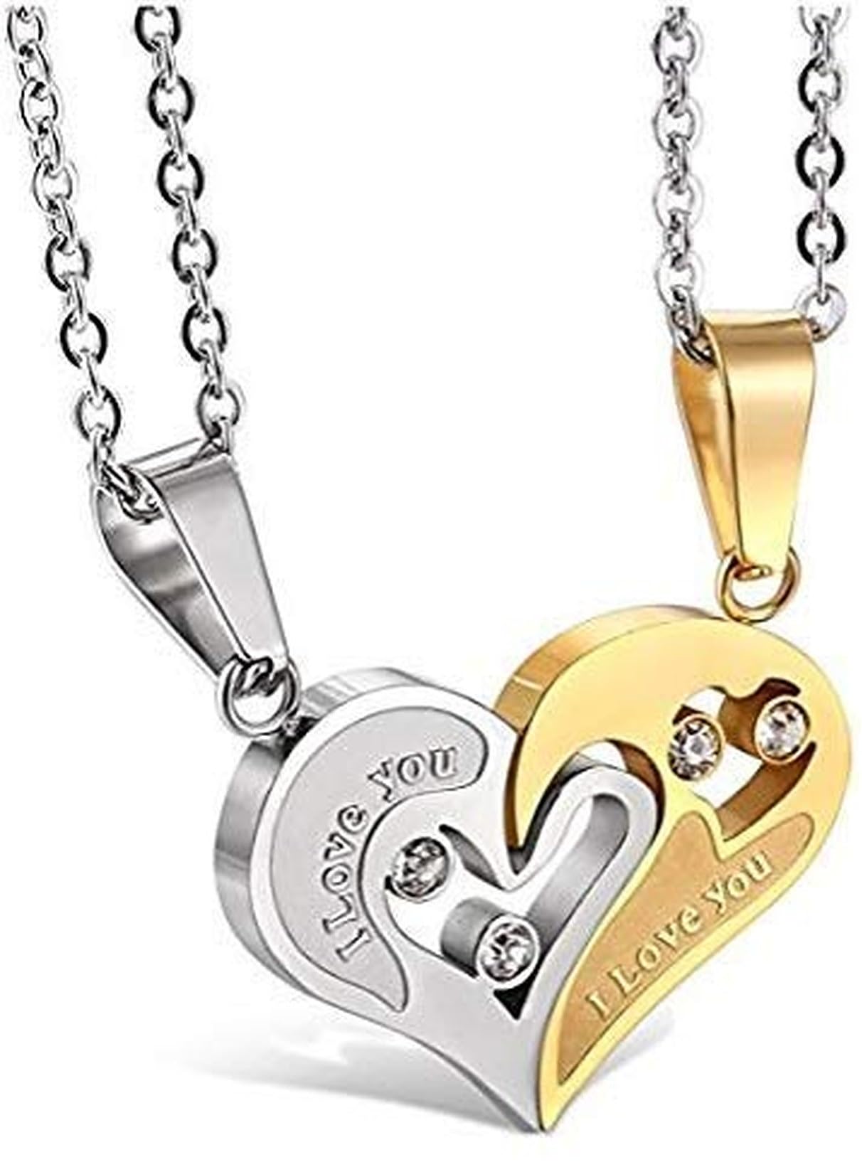 Lila Valentine Special Gifts His And Hers Lover Couple Love Heart 2 Piece Joining Couple Pendant Necklace Chain Pair Love Heart I Love You Puzzle Matching Couple Pendant For Unisex Adult (B0CL38NQ85) Amazon Price History, Amazon Price Tracker