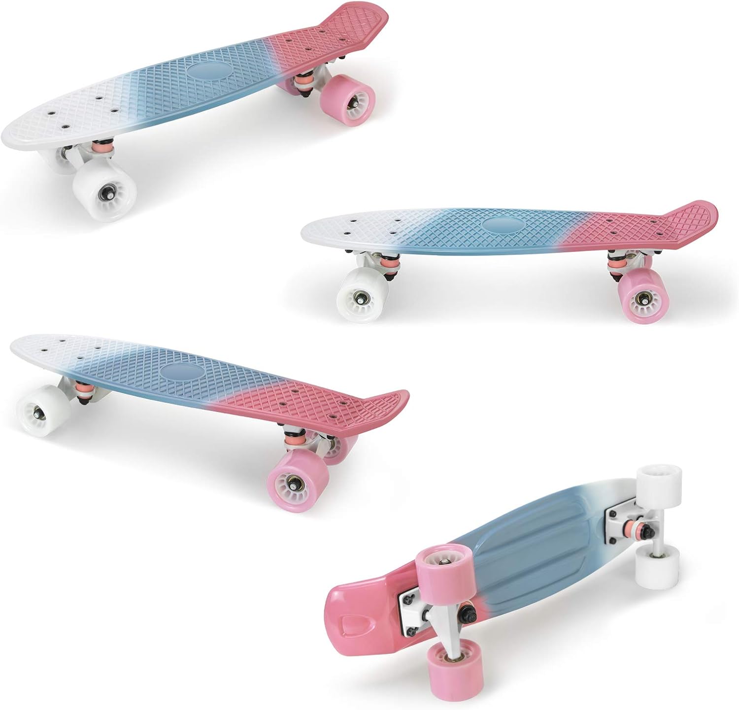 Skateboards Complete 22 Inch Mini Cruiser Retro Skateboard with Flash Wheels for Kids Boys Girls Youths Beginners