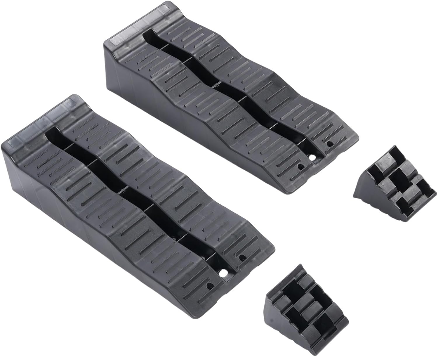 RV Leveling Blocks, 11000LBS Heavy Duty 3 Steps Adjustable Anti Slip HDPE Trailer Leveling Blocks, RV Ramps with Storage Bag for Motorhome Travel Trailer Truck (Without Bag)