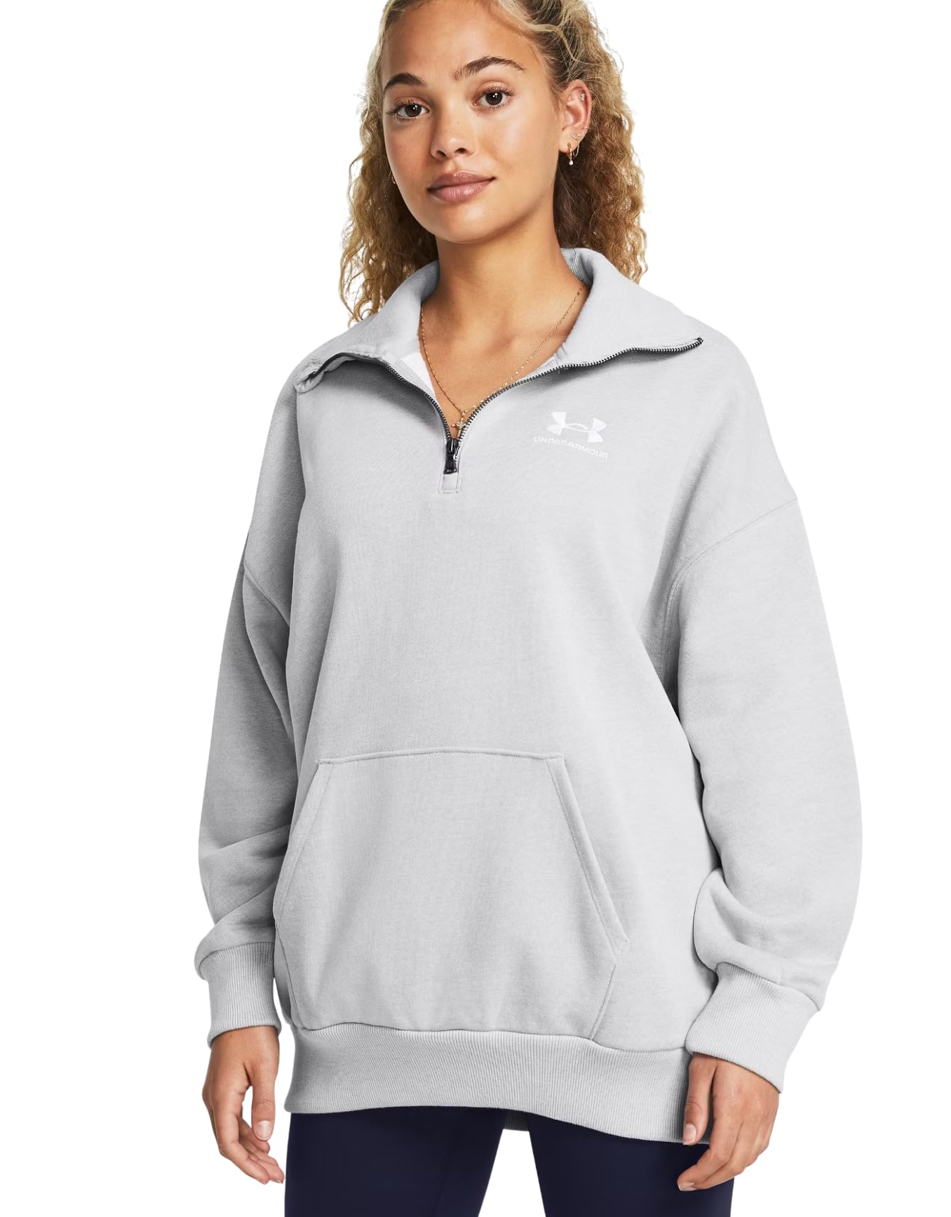 UA Womens Rival Heavyweight Terry Oversized 1/4 Zip
