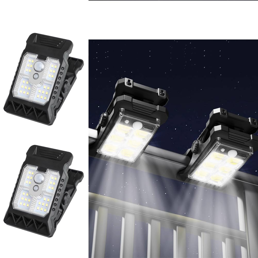 YZYOE 2 Pack LED Outdoor Solar Mini Clip Lights, Portable Lighting with Motion Sensor, Waterproof Solar Powered Courtyard Decorative Light,3 Modes Path Lamp.