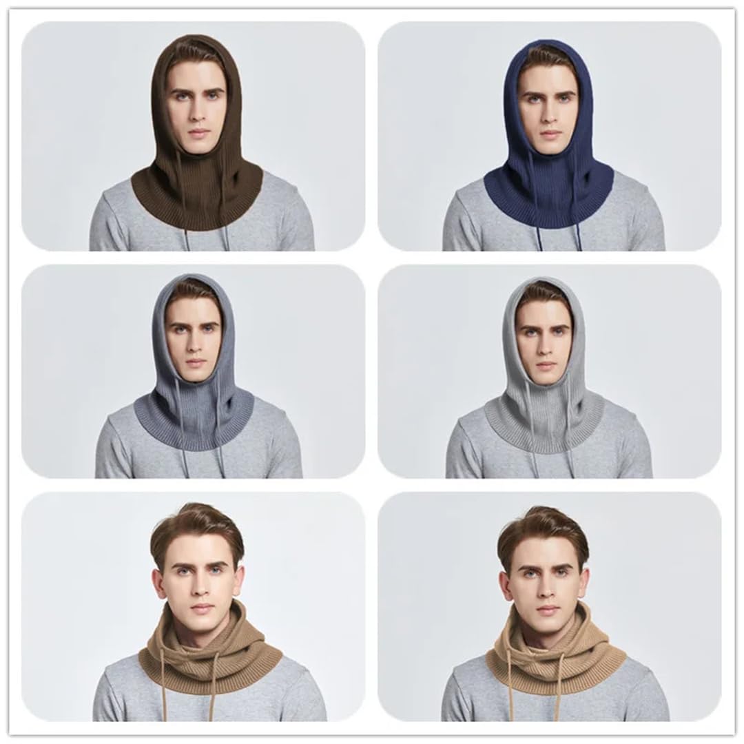 Gorro Con Capucha De Punto De Cachemira Unisex Para Mujer, Gorro De Invierno Con Cubierta Para El Cuello, Pasamontañas, Gorros Para Hombre, Protección Para La Cara Y La Oreja, Gorros De Lana Cálidos
