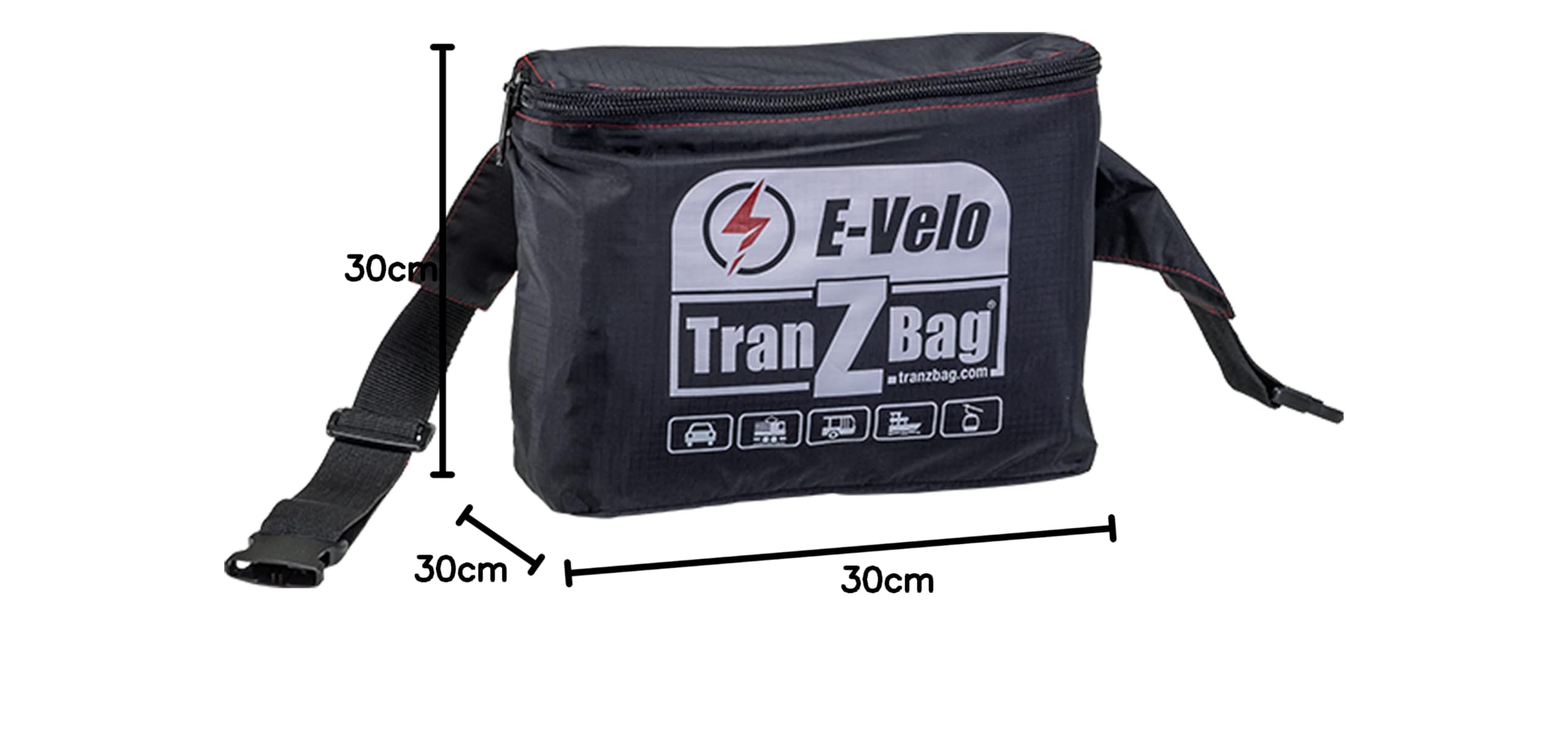 TranZbag E-Velo Fahrrad Transporttasche, E-Bike Transportschutz für 26" bis 29+" Laufräder (faltbar, minimales Packmaß, Schultertragegurt, universell einsetzbar, Doppel-Reißverschluss), Schwarz