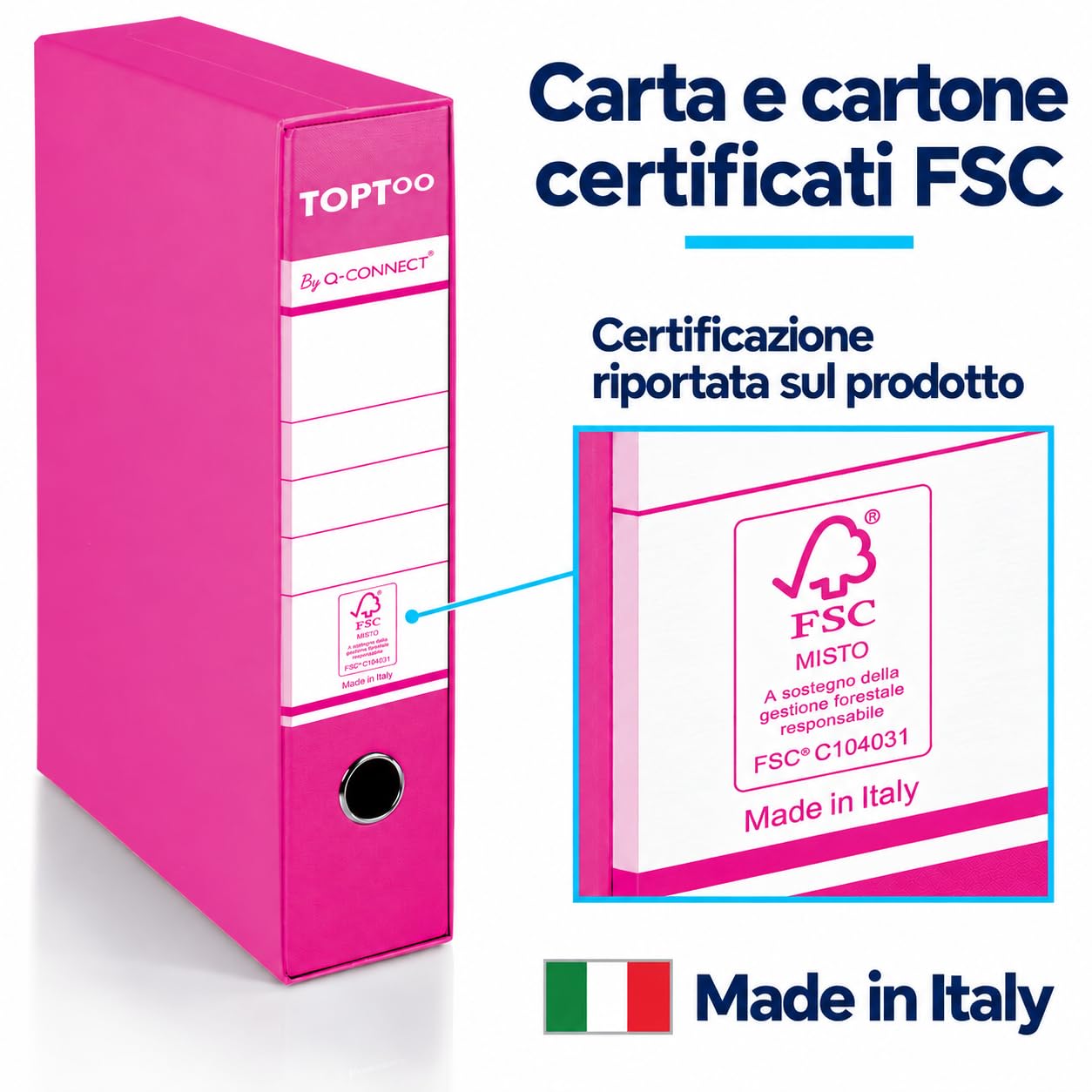 Registratori Protocollo con Custodia Confezione da 9 Pezzi Dorso 5 cm 28,5 x 35 cm Magenta FSC 0201042/PM.CL