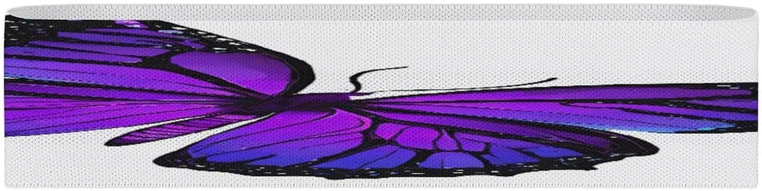 Non-Slip High Resistance Yoga Bands for Stretching, Extra Wide Exercise Bands for Women/Men, Purple Butterfly Yoga Straps, Physical Therapy Stretch Straps for Home Gym, Pilates & Rehab