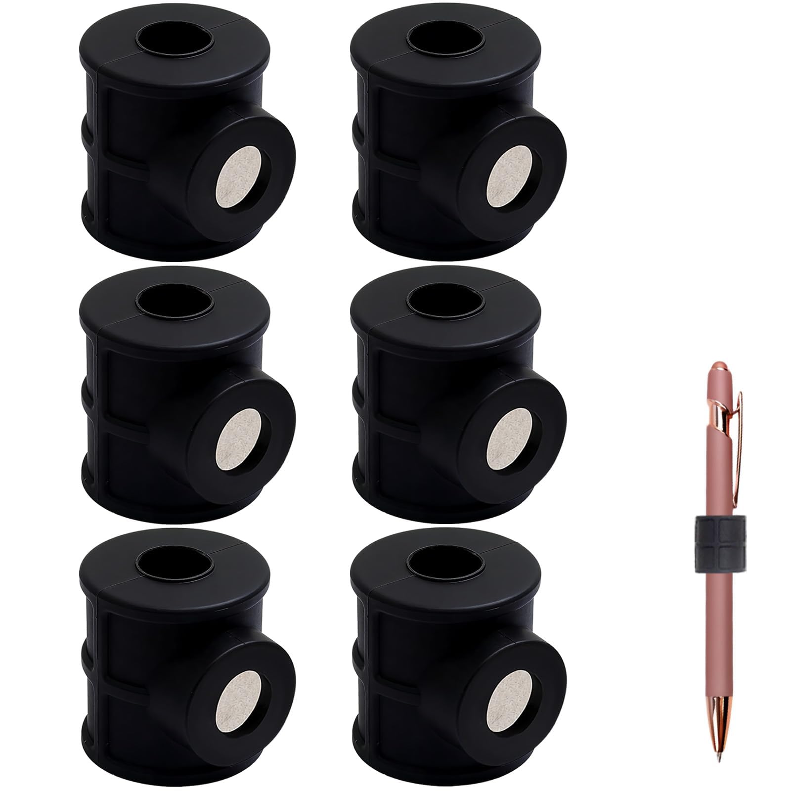 Suupii 6 Pcs Magnetic Pen Holder for Fridge, Magnetic Pencil Holders and Magnetics Pen Holder for Notebook Silicone, Adjustable Magnetics Pens Holders Suitable for Convenient Use in Homes