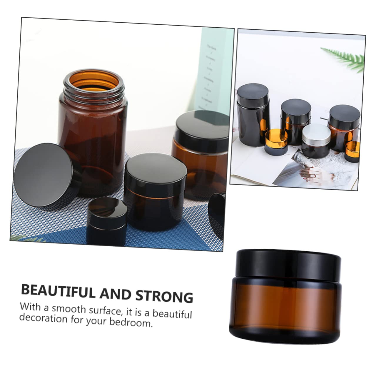Barattoli Cosmetici in Vetro 20g Marrone, Set da 15 Pezzi