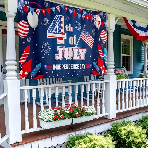 Image of KatchOn, 4th of July Backdrop - 72x44 Inch | XtraLarge Banner for Patriotic Home Decor,Independence Day and Memorial Day Decorations | 4th of July Decorations