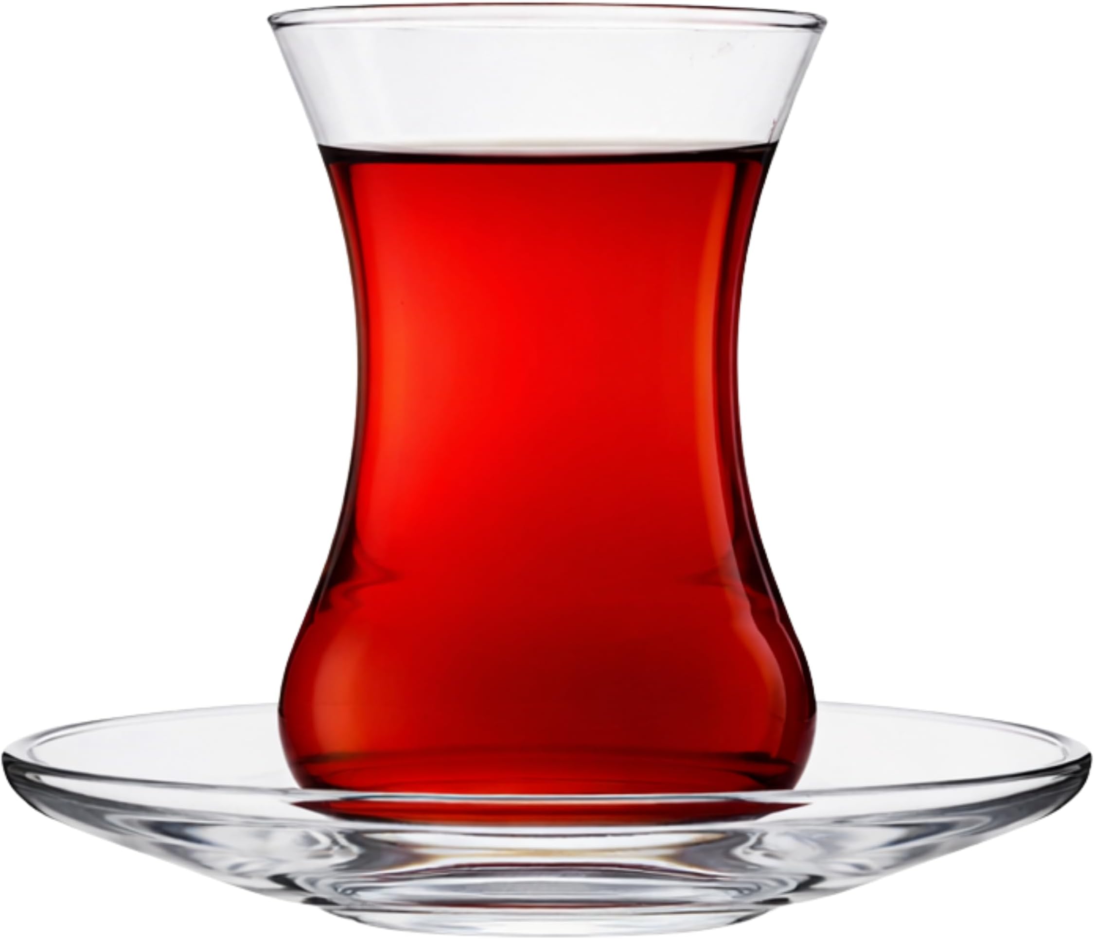 Elegant Turkish Tea Cay Glasses Set 12 Pieces, Traditional Tea Cups and Saucers Set for 6, 135ml Arabic Persian Glass Tea Set, Authentic Ottoman Style Gift Set
