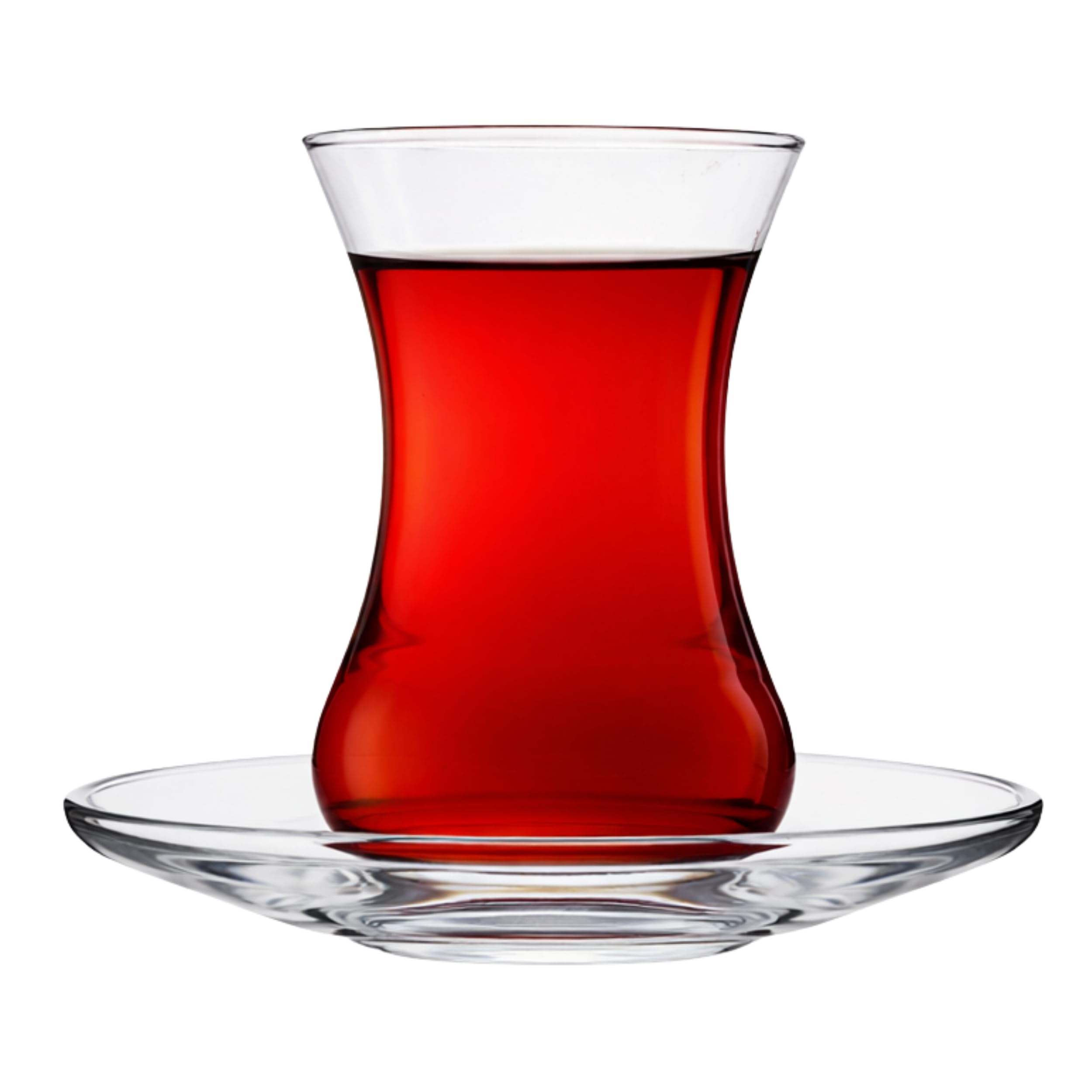 Elegant Turkish Tea Cay Glasses Set 12 Pieces, Traditional Tea Cups and Saucers Set for 6, 135ml Arabic Persian Glass Tea Set, Authentic Ottoman Style Gift Set