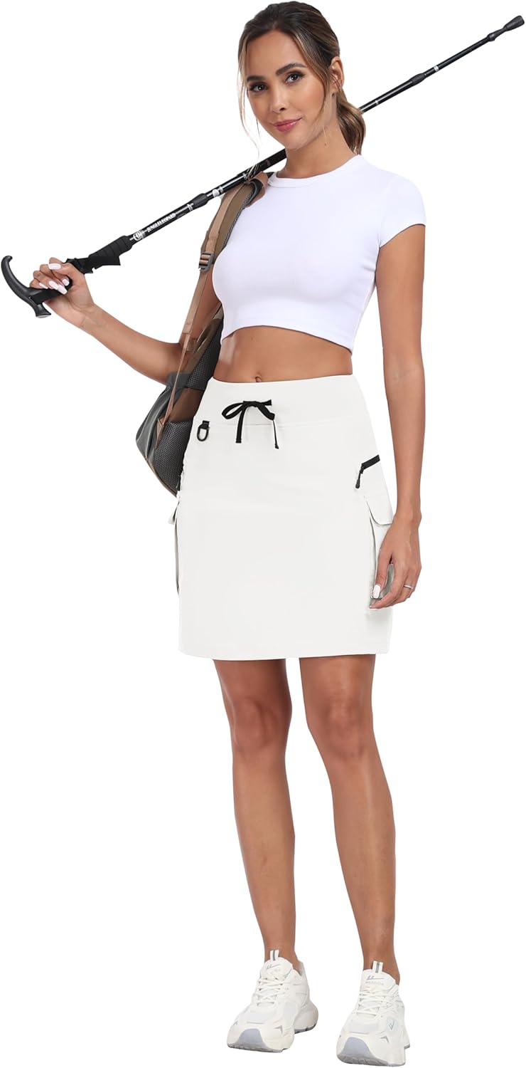 MoFiz Women's 18" Hiking Cargo Skort Athletic Skirt High Waist Golf Dressy Casual Sport Quick Dry Skirt with Zipper Pockets - Image 6