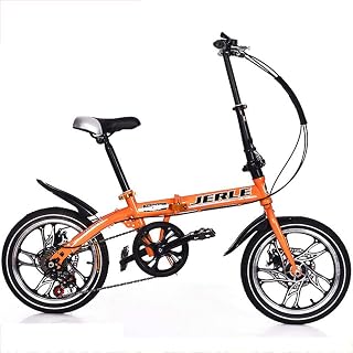 L.HPT 14/16 Inch Folding Speed Bicycle - Folding Bicycle Speed Adult Male Girl Mountain Bike Single Speed Car Speed Car,Black,16inches (Color : White, Size : 14inches)