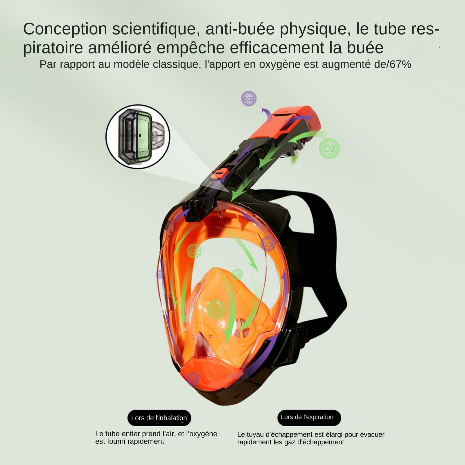 Máscara de Buceo Integral | Máscara de Snorkel con Vista Panorámica,Equipo de Respiración Automático de Drenaje para Buzos y Viajeros