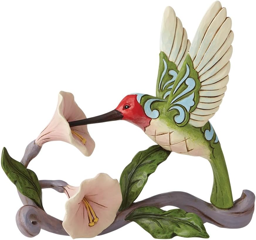 Enesco Jim Shore Heartwood Creek Hummingbird with Flower Figurine, 5.375 Inch, Multicolor
