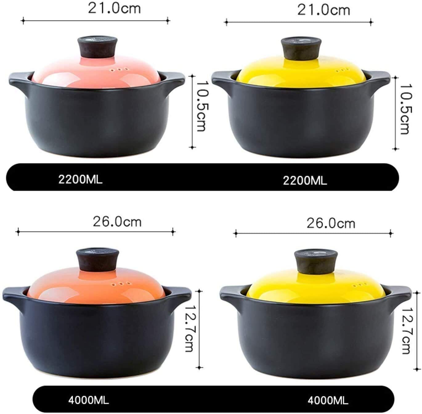 Cazuela clásica de cerámica refractaria con tapa, resistente a altas temperaturas, olla de fuego abierto, olla de piedra de alta capacidad, cacerola de cerámica para la cocina del hogar (color