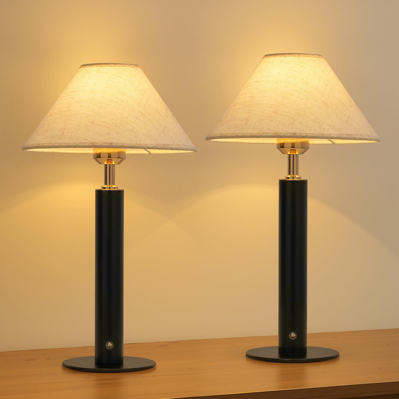 FRIDEKO HOME Rechargeable Table Lamp Set of 2, Cordless Touch Bedside Lamps, 4000mAh Wireless Battery Powered Lamp, Dimmable 2700K Warm Desk Light for Living Room Bedroom