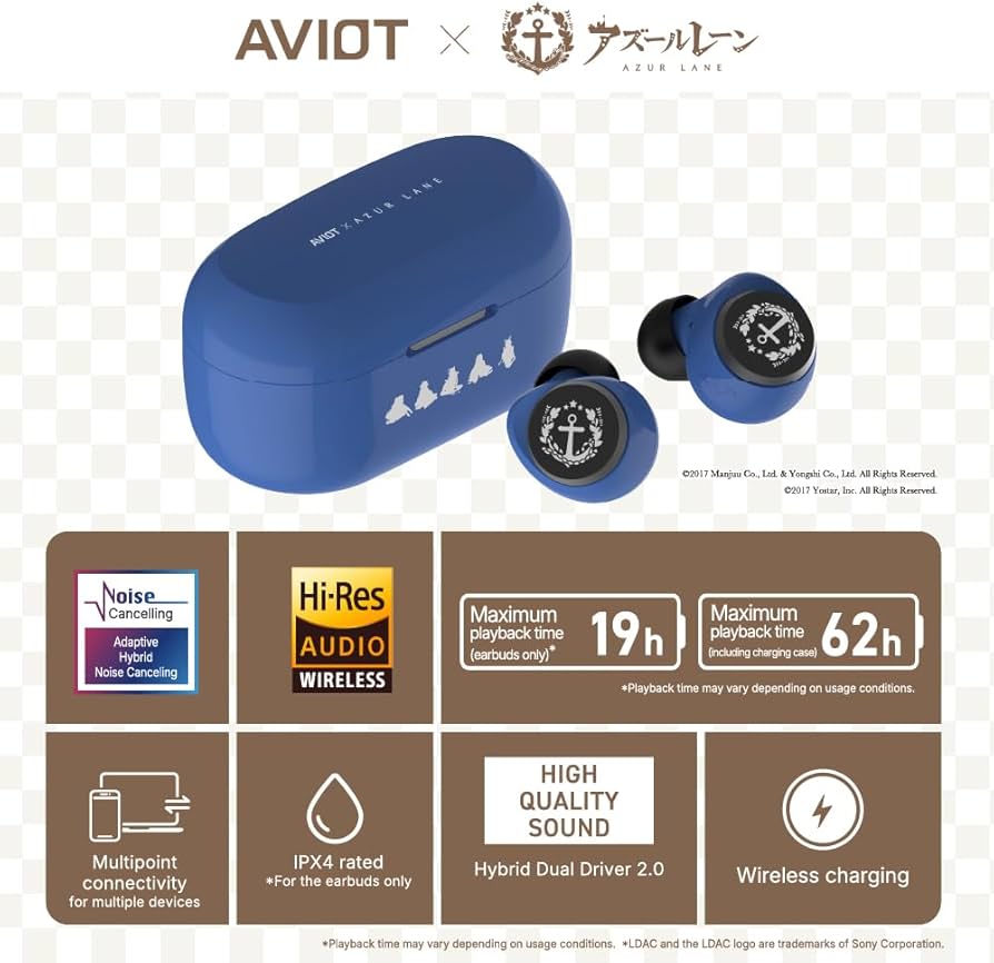 Amazon.com: AVIOT TE-V1R-AZL Azur Lane Collaboration Wireless