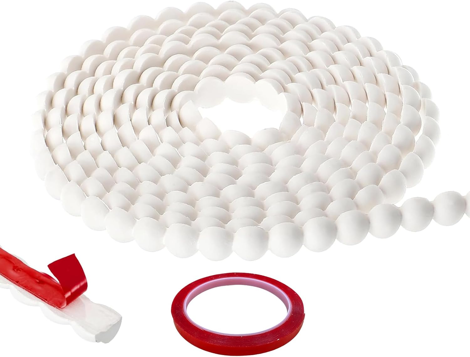 10ft /15mm Flexible Pearl Bead Wall Trim Peel and Stick, Decorative PVC Molding Border for Bathroom Mirror Frame, Backsplash, Ceiling, Cabinet, TV Wall – DIY Self-Adhesive White Edge Decoration