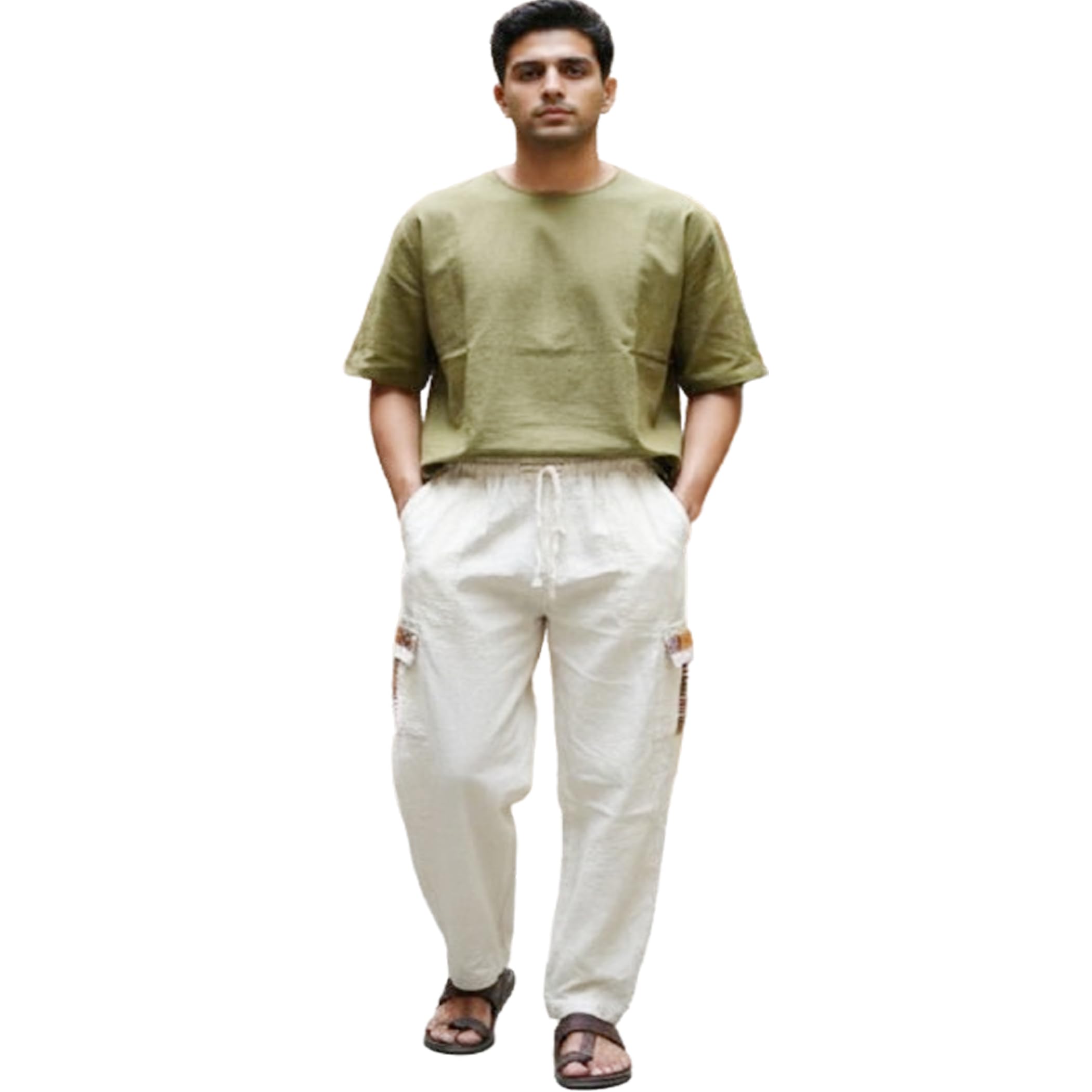 ukal One Size 4 Pocket Men's Eco-Friendly Cotton Round Elastic Lounge Bottom wear Pajama Resort Pant | Fits Waist Size 28 to 36 Inches-picture-22