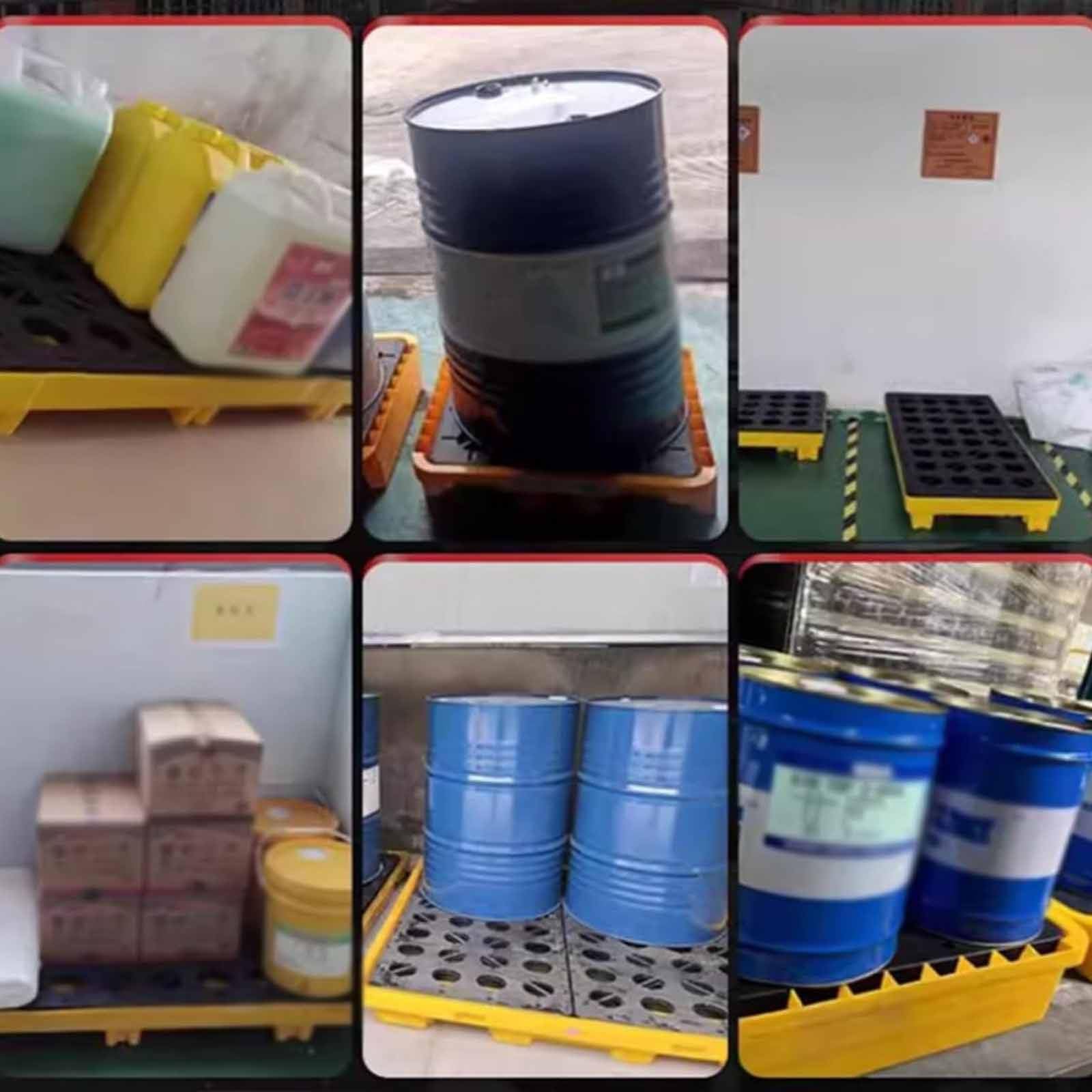 Pallet per depositi e fabbriche, in polietilene, 130 x 68 x 30 cm, soluzione di contenimento del tamburo dell'olio per sicurezza ed efficienza