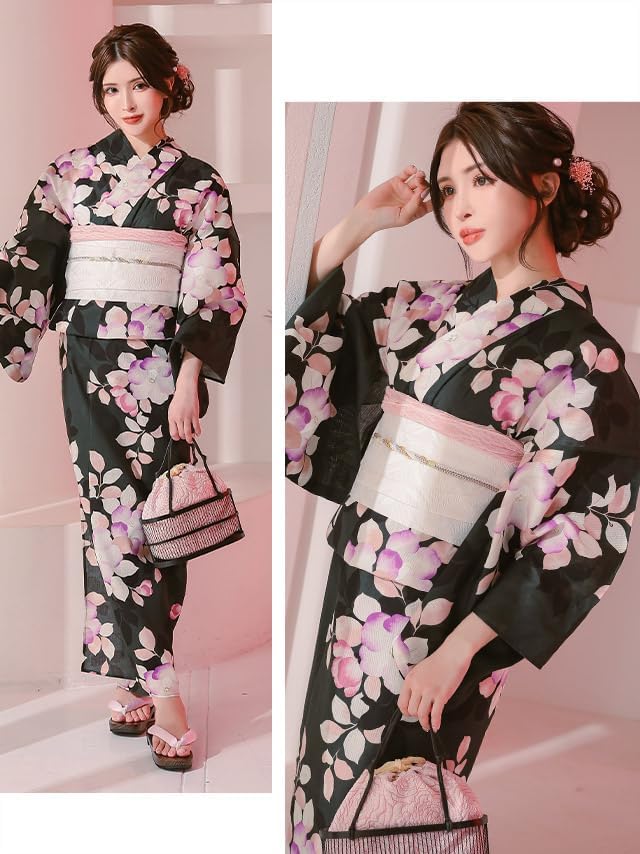 Amazon | [Tika] 浴衣 レディース セット 帯 夏 夏祭り 浴衣×平帯×下駄