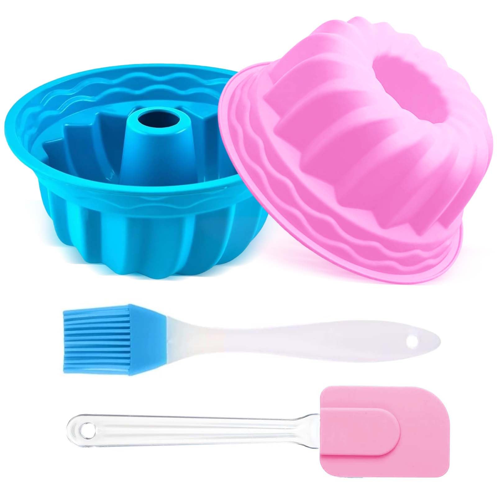 Silikonowa forma do babki, 2 sztuki, forma do pieczenia Ø 16,5 cm, babka, forma do ciasta, wysokiej jakości silikonowa forma do ciasta, wielokrotnego użytku, forma do babki i 1 szpatułka, 1 szczotka