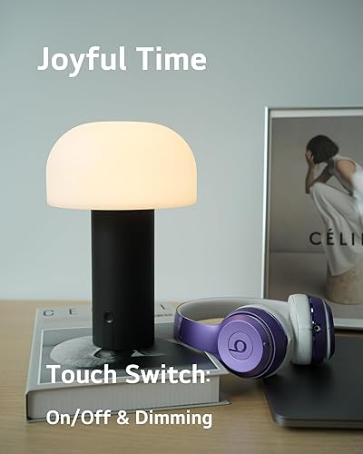 Miniatura 5 de Lámpara de mesa de hongos para exteriores, recargable, lámparas inalámbricas para patio, impermeable, lámpara portátil con carga USB, luz nocturna