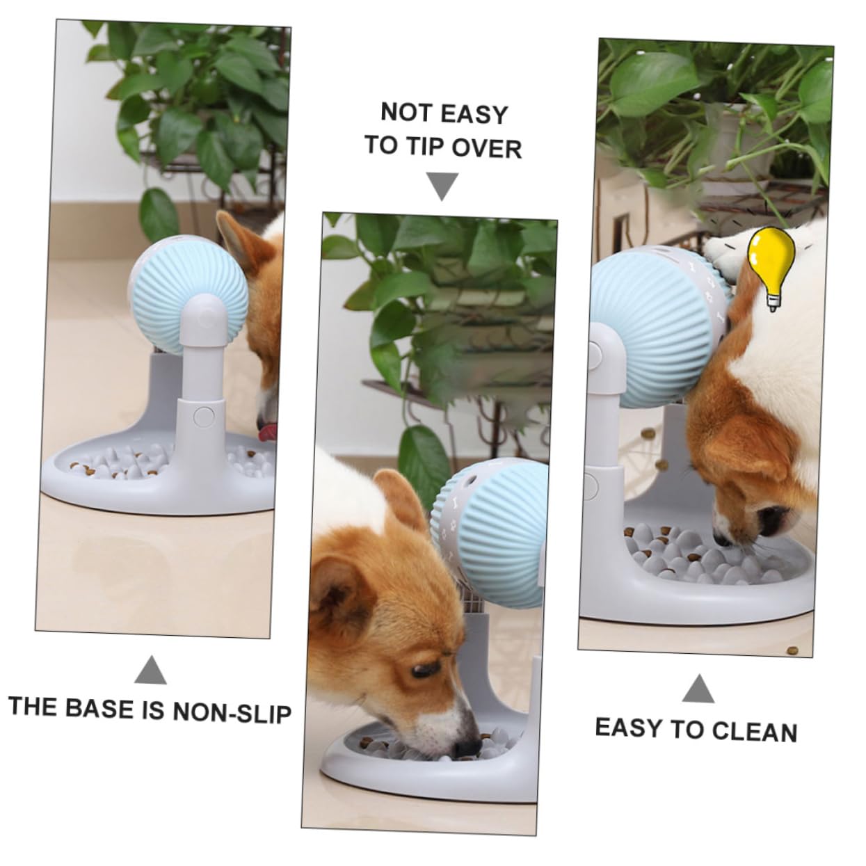 Dispensador De Comida Lento Rodillo Interactivo Ajustable, Juguete para Masticar para Perros y Gatos, Material Duradero, Color Azul, Estimulador De Alimentación y Entretenimiento Doméstico