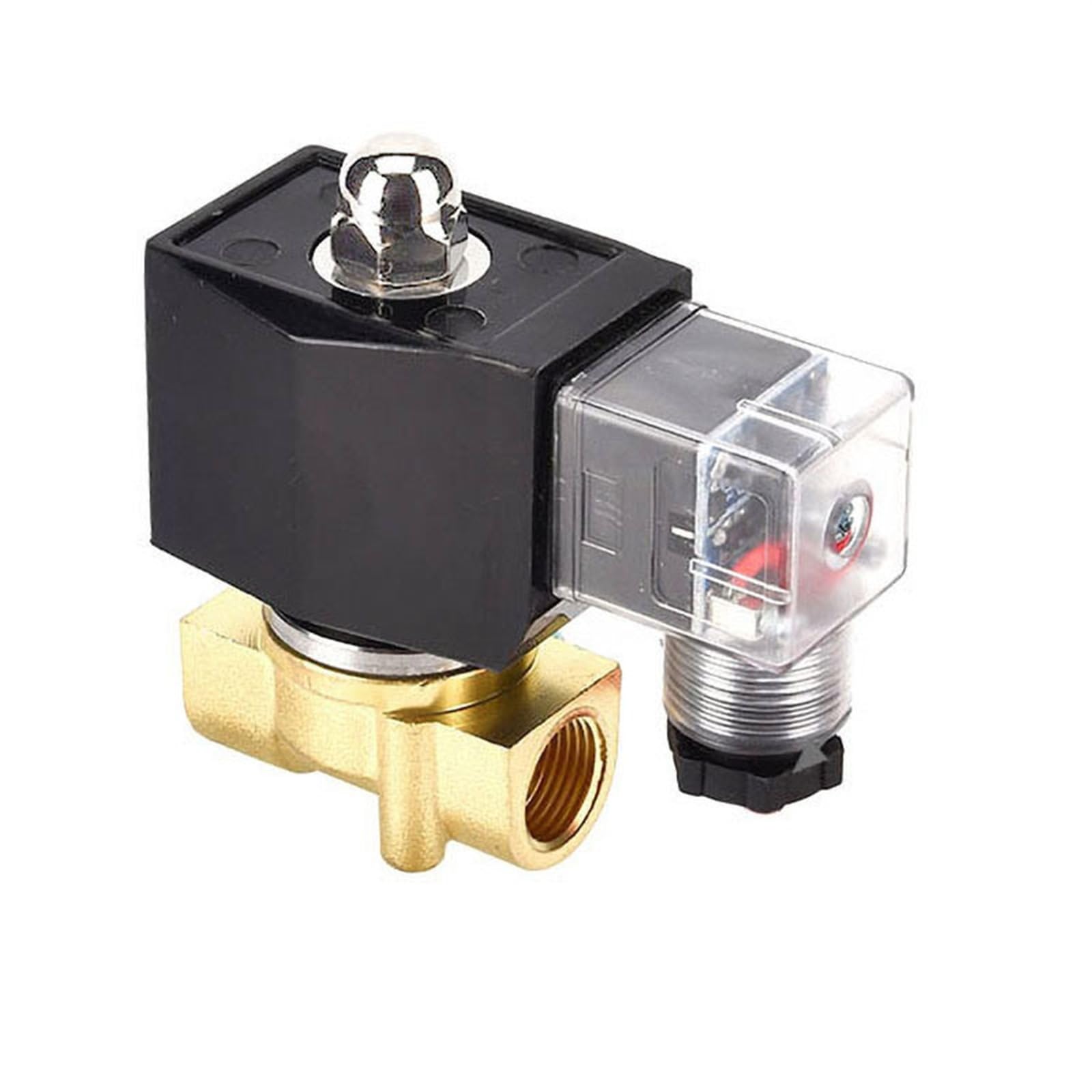HDPHCRIUN 3/8"" IP65 Waterproof Brass Solenoid Valve With LED Power Indicator 24V 12V 220V 110V Normally Closed Electric Val(Npt-240vac-nbr-seal)