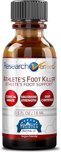 Research Verified Athlete's Foot Killer - Alivio de pie de atleta superior - 25% ácido undecilénico y aceite de árbol de té. Reduce la duración, disponible en Yaxa Peru
