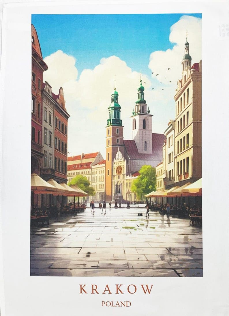 Half A Donkey White Krakow, Poland - Large Cotton Tea Towel