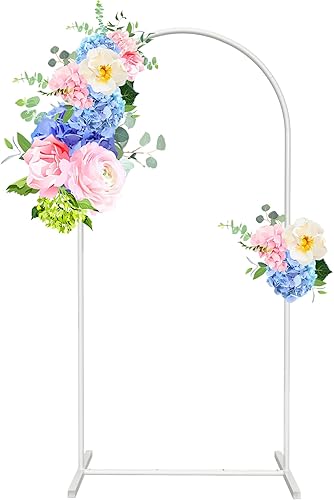 Soporte de arco de metal de 7.2 pies, marco arqueado de globos, marco de arco abierto con base para telón de fondo para ceremonias, fiestas,