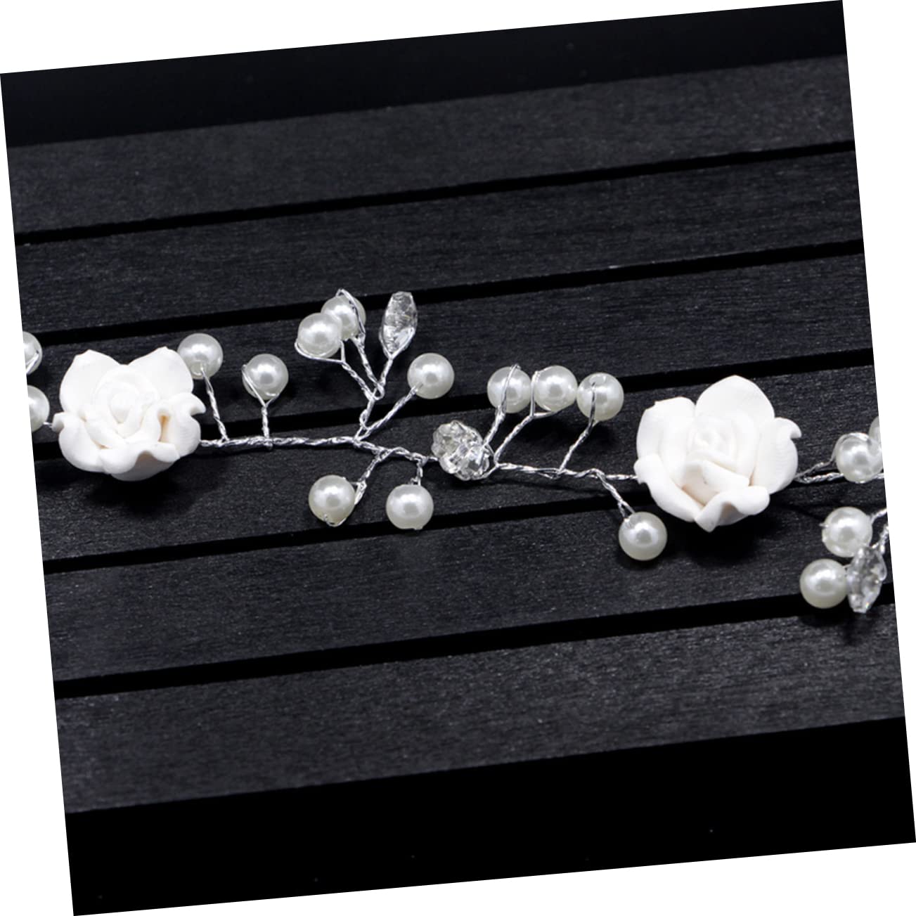 Weißes Haarband, Perlen-Haargummis, Braut-Kopfbedeckung, Hochzeit, Rebe, Blume, Perlen-Rebe-Stirnband, weiche Kette, Braut, weiße verlängerte Blumen-Perlen-Stirnbänder