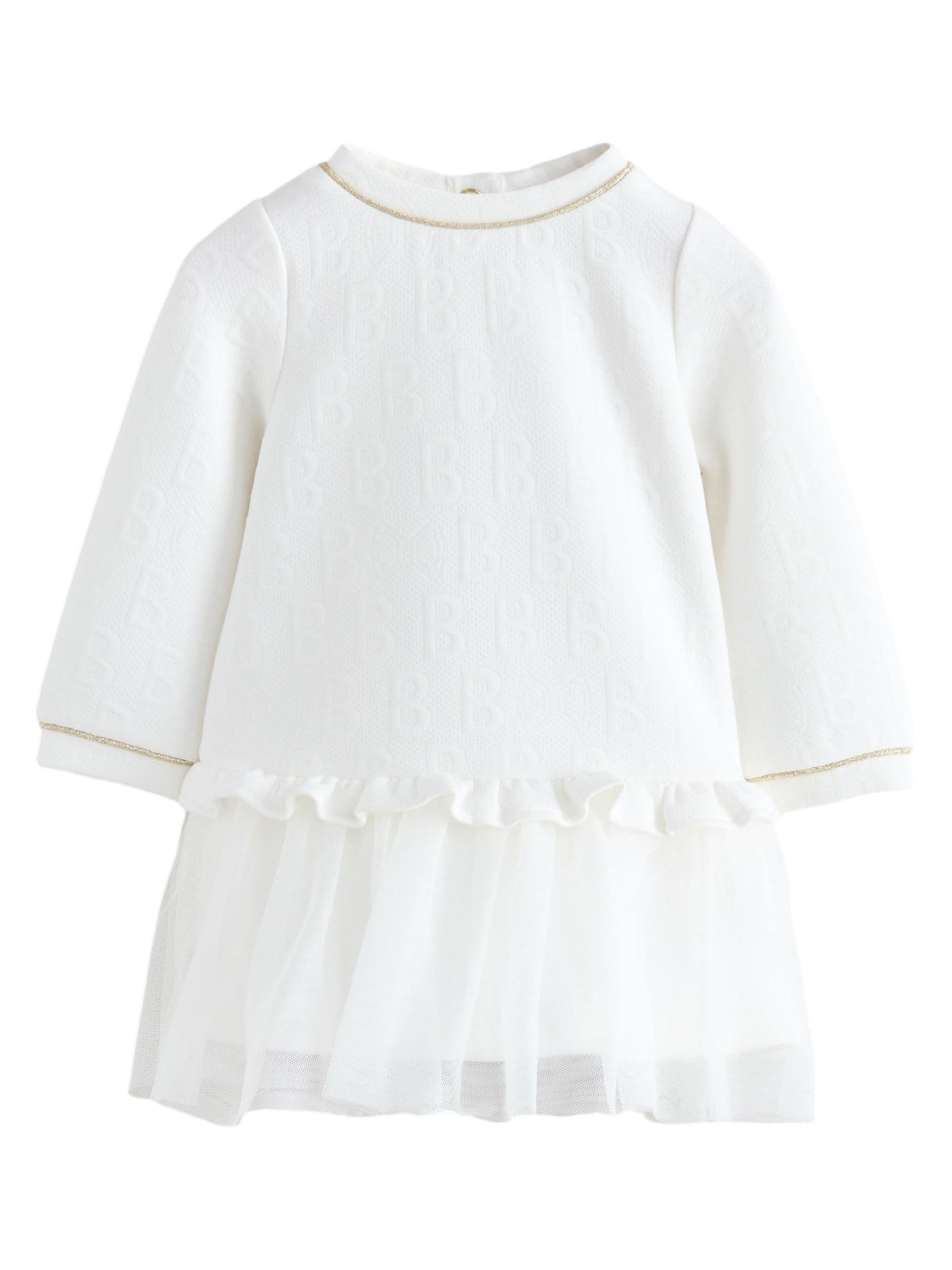 Baby Mädchen Jacquardkleid mit Prägung und Mesh-Saum