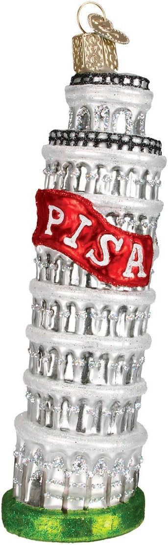 Old World Christmas Glass Blown Ornament with S-Hook and Gift Box, Location Collection (Leaning Tower of Pisa)