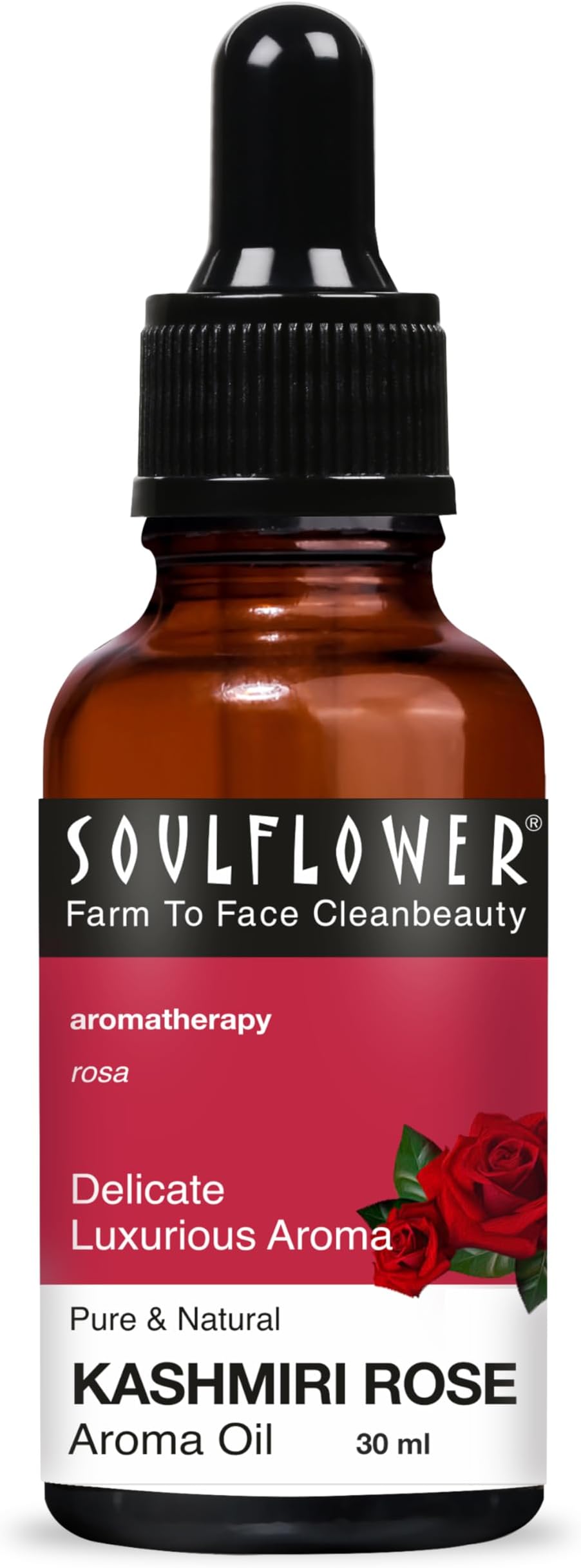 Soulflower Aroma Diffuser Oil for Home - Kashmiri Rose - 100% Pure Organic, Natural, Alcohol-Free, Chemicals Free, No Synthetic Color or Fragrance, 30ml/ 1 Fluid Ounce