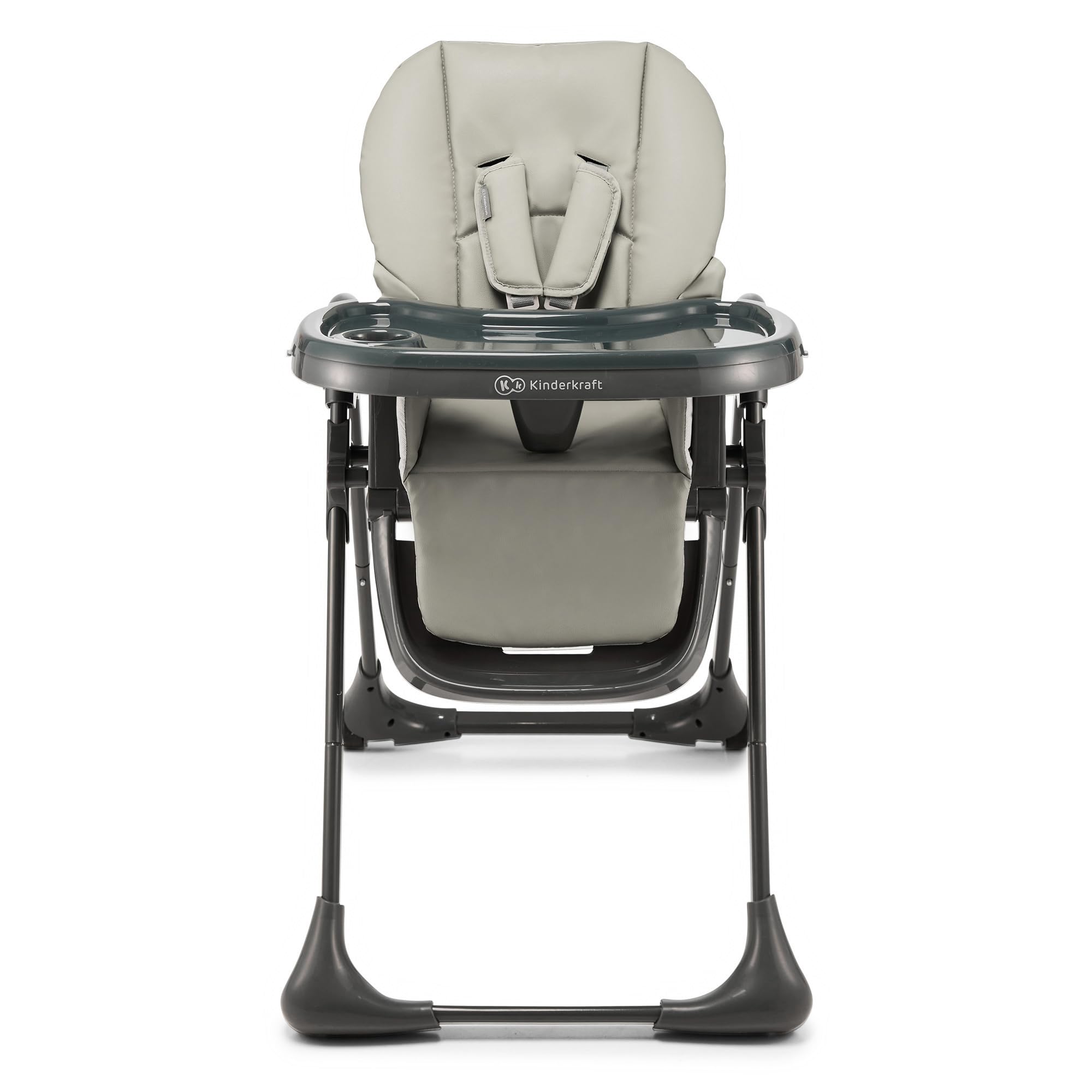 Kinderkraft TUMMIE krzesło 2 w 1, ergonomiczne, wygodne, odchylane, składane, z regulacją wysokości i podnóżkiem, zdejmowana taca dla dzieci, z zabawkami, szary