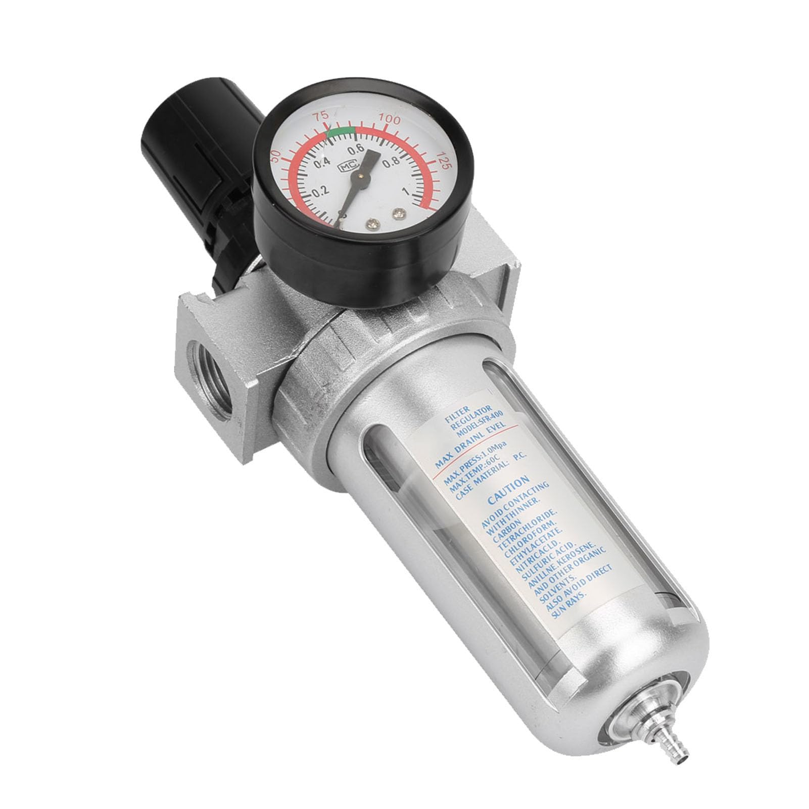 Réducteur de Pression D'air comprimé 1/2, Séparateur D'eau, Régulateur D'air comprimé, avec Raccord de Montage, Piège à humidité pour Compresseur D'air, Filtre Régulateur pour