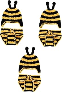 Toyvian 3 Peças Adereços Para Fotografia De Bebê Recém-Nascido De Foto De Animal De Bebê Feito À Mão Roupas De Malha De Crochê Roupas Infantis Roupas Recém-Nascidas Roupas De