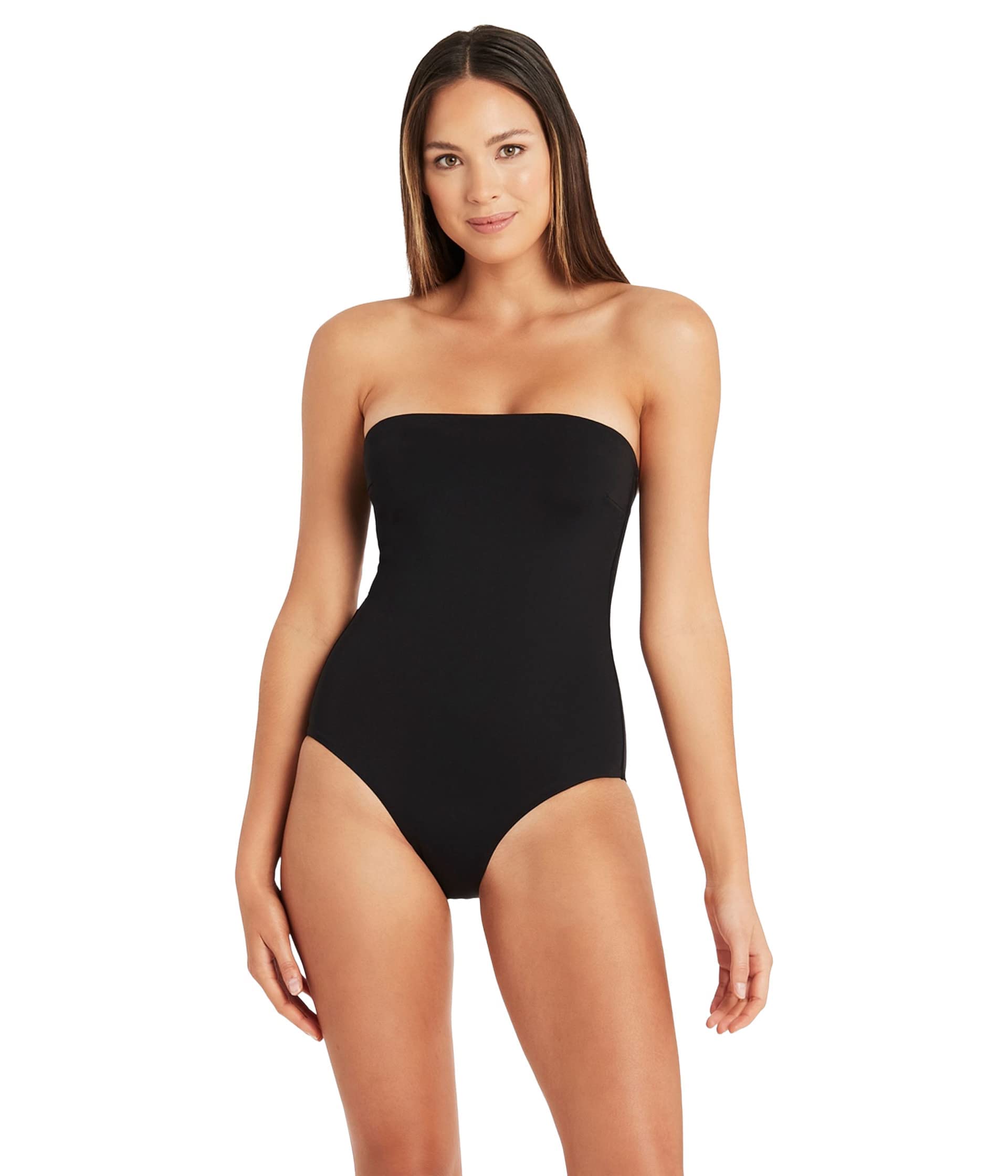 Essentials High Leg Bandeau One-Piece Swimsuit
