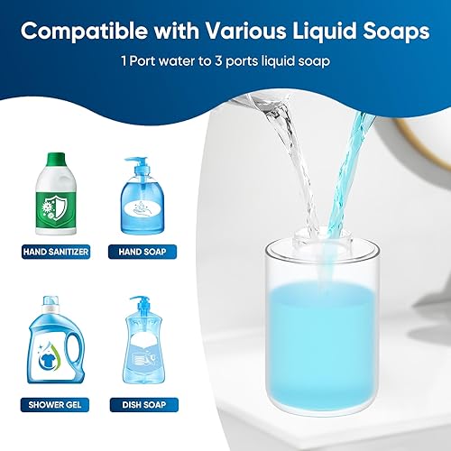 Miniatura 3 de Dispensador automático de jabón sin contacto  Dispensador de jabón de manos espumoso de 13.5 fl oz para baño y cocina, montaje en pared o encimera,