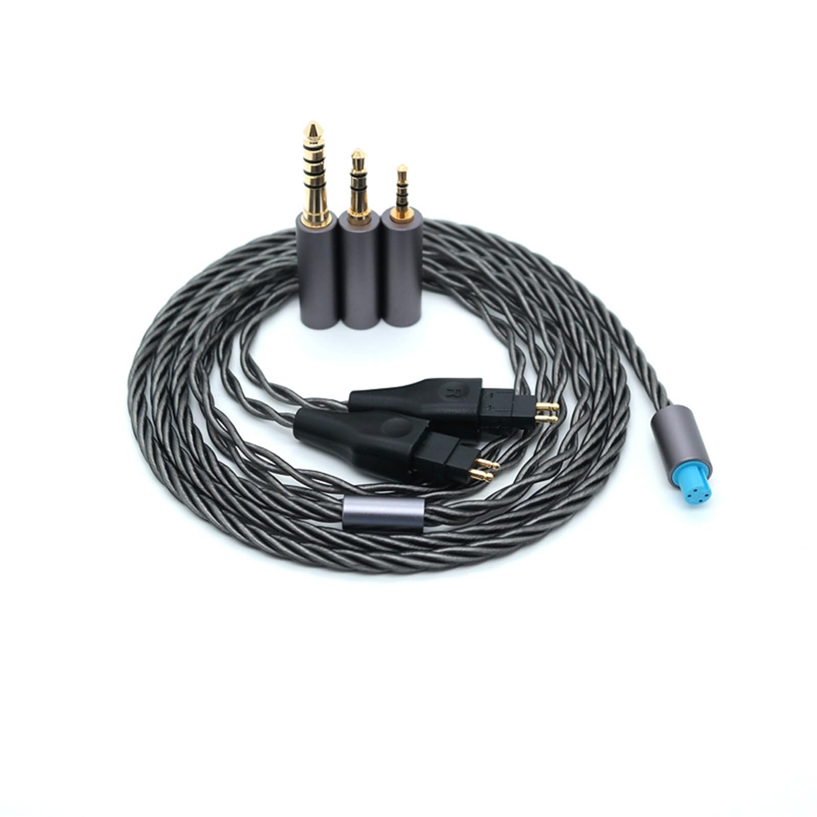 Balanceado Cable con 4.4mm,2.5mm,3.5mm Adaptador para Sennheiser HD580 HD650 HD660 HD600S Auriculares,HD414 HD25 3 en 1 Repuesto Actualización Alambre(Gris)