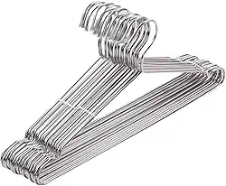 Kit de 20 Cabides de Metal Cromado Adulto Resistente Saia Camiseta Roupa Camisa Premium Casa Buritis